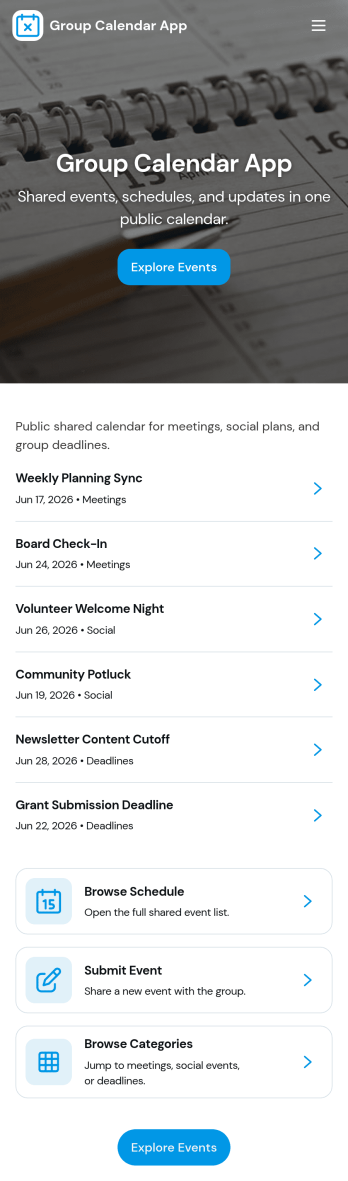 Group Calendar App Template