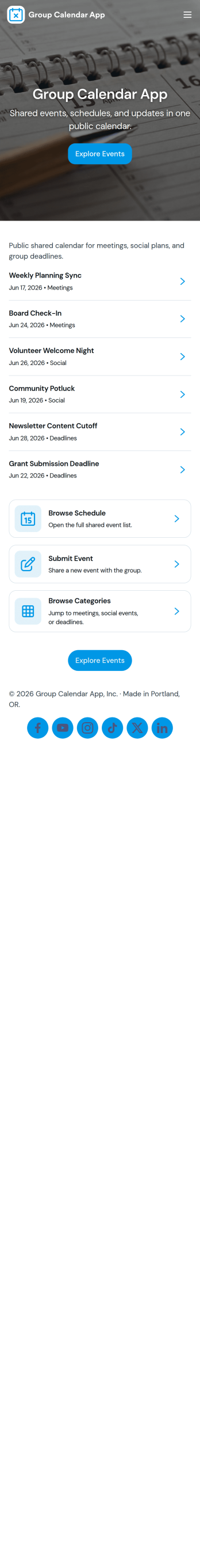 Group Calendar App Template