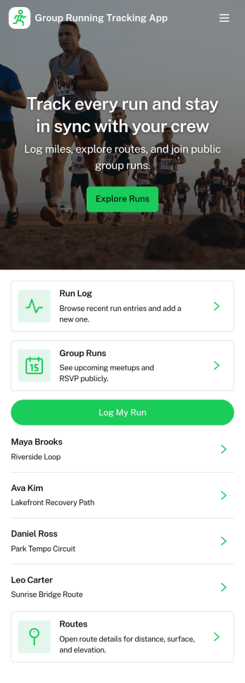 Group Running Tracking App Template