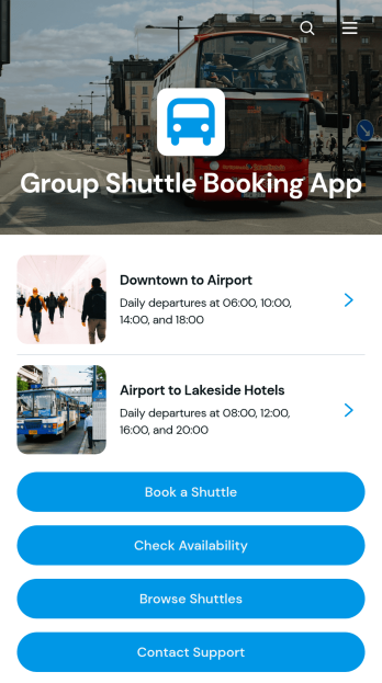 Group Shuttle Booking App Template