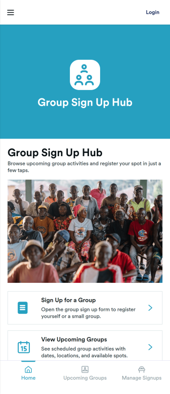 Group Sign Up Hub App Template
