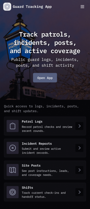 Guard Tracking App Template