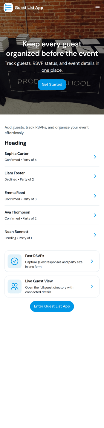 Guest List App Template