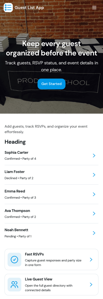 Guest List App Template
