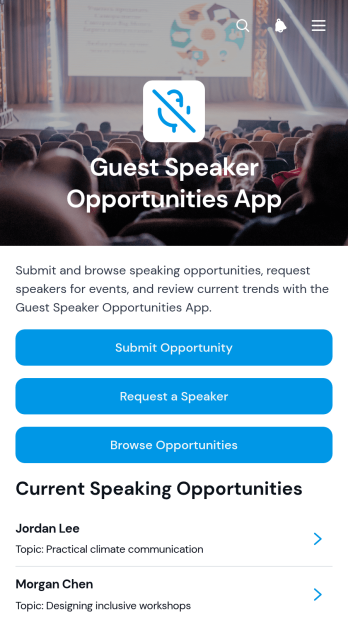 Guest Speaker Opportunities App Template