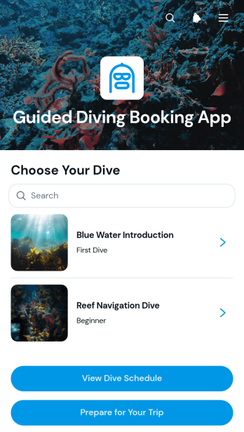 Guided Diving Booking App Template