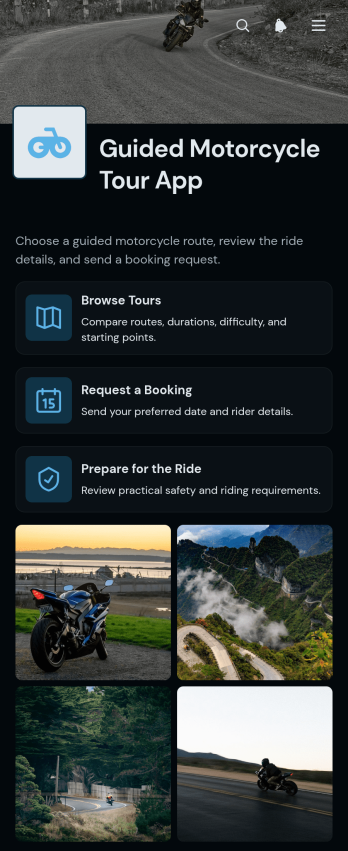Guided Motorcycle Tour App Template