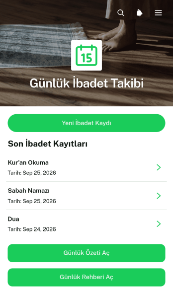 Günlük İbadet Takip Uygulama Șablonu