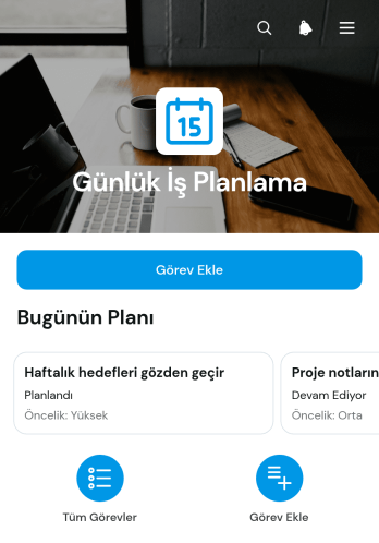 Günlük İş Planlama Uygulama Șablonu