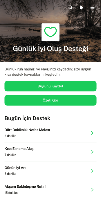 Günlük İyi Yaşam Destek Uygulama Șablonu