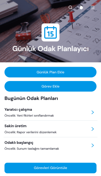 Günlük Odak Planlayıcı Uygulama Șablonu
