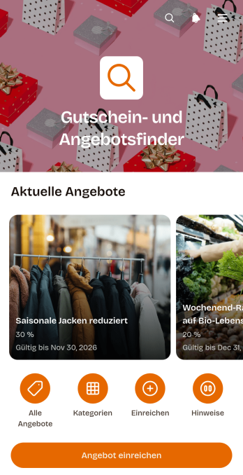 Gutschein- und Angebotsfinder-App