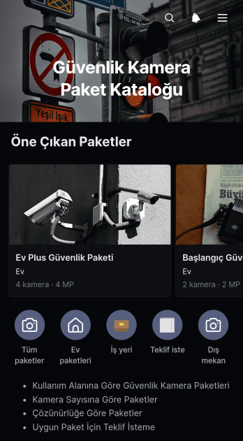 Güvenlik Kamerası Paket Kataloğu Uygulama Șablonu