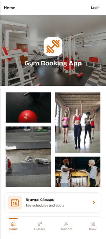 Gym Booking App Template