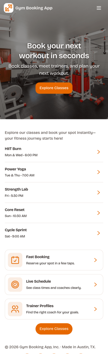 Gym Booking App Template