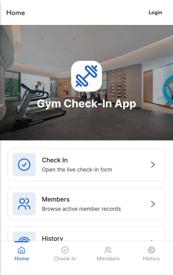 Gym Check-In App Template