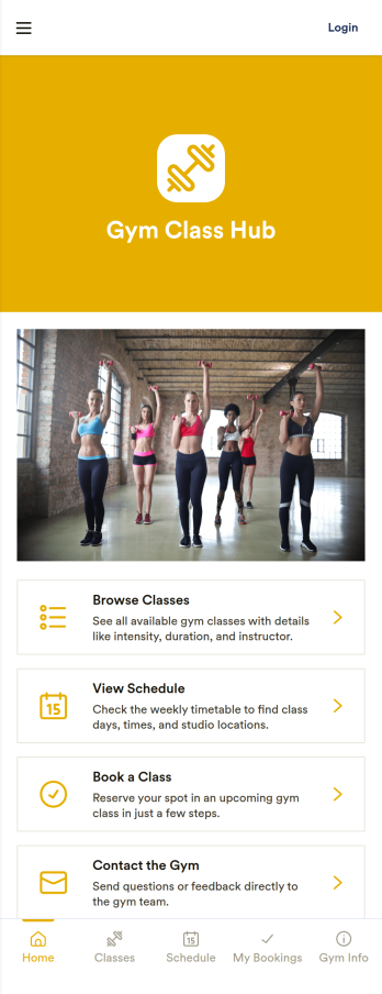 Gym Class App Template