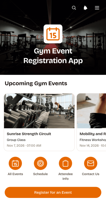Gym Event Registration App Template