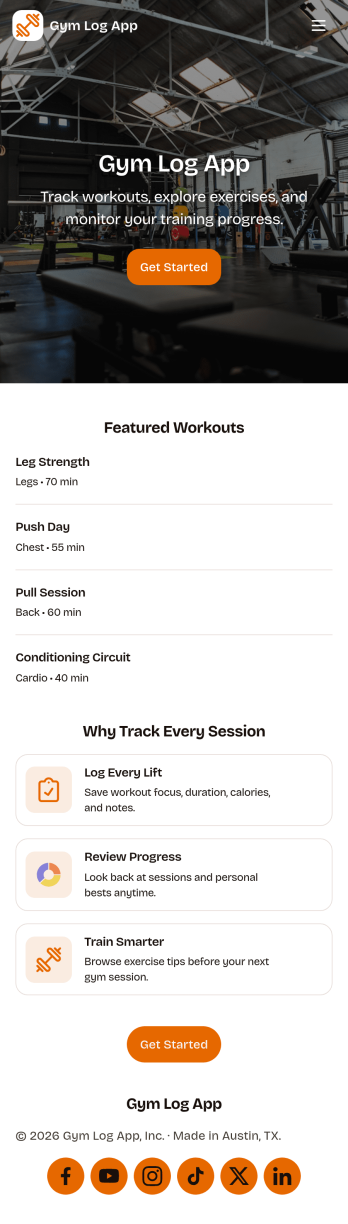 Gym Log App Template