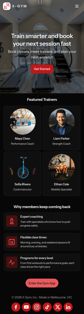 Gym Schedule App Template