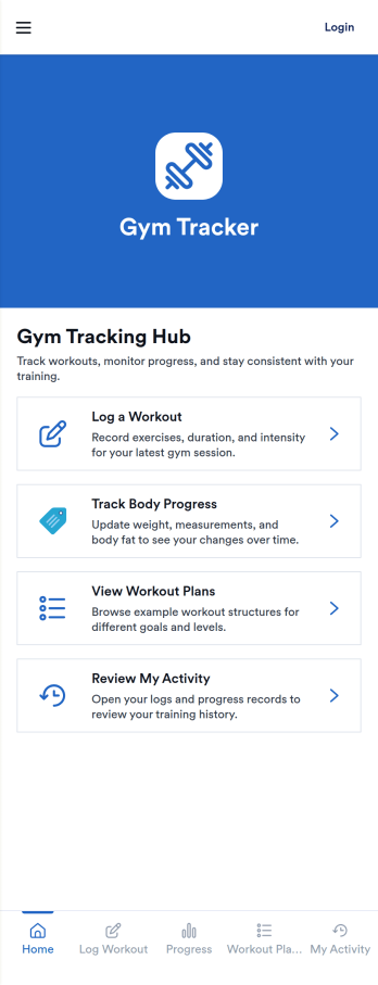 Gym Tracker App Template