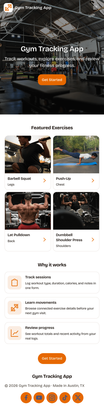Gym Tracking App Template