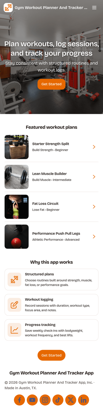 Gym Workout Planner and Tracker App Template