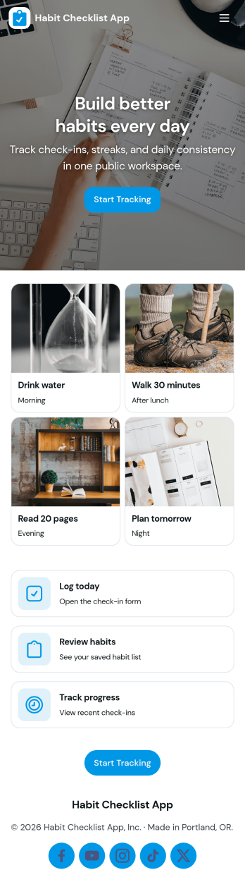 Habit Checklist App Template