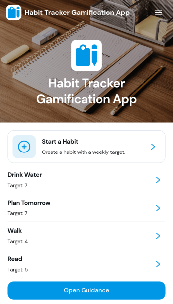 Habit Tracker Gamification App Template
