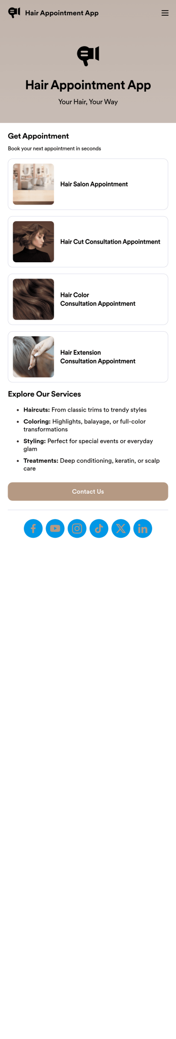 Hair Appointment App Template