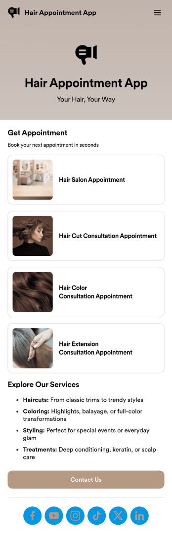 Hair Appointment App Template