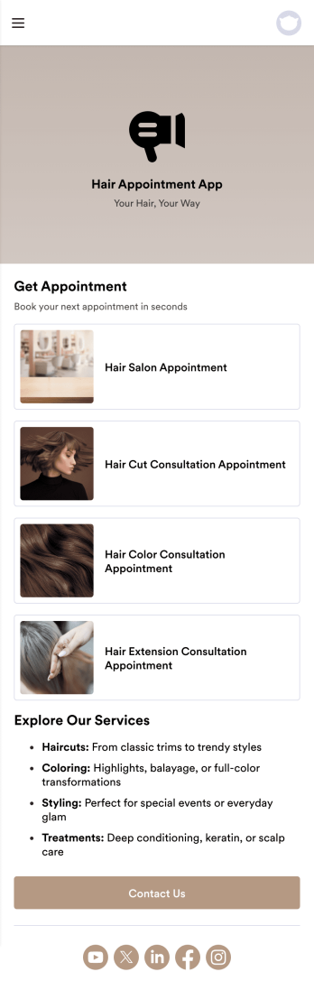 Hair Appointment App Template