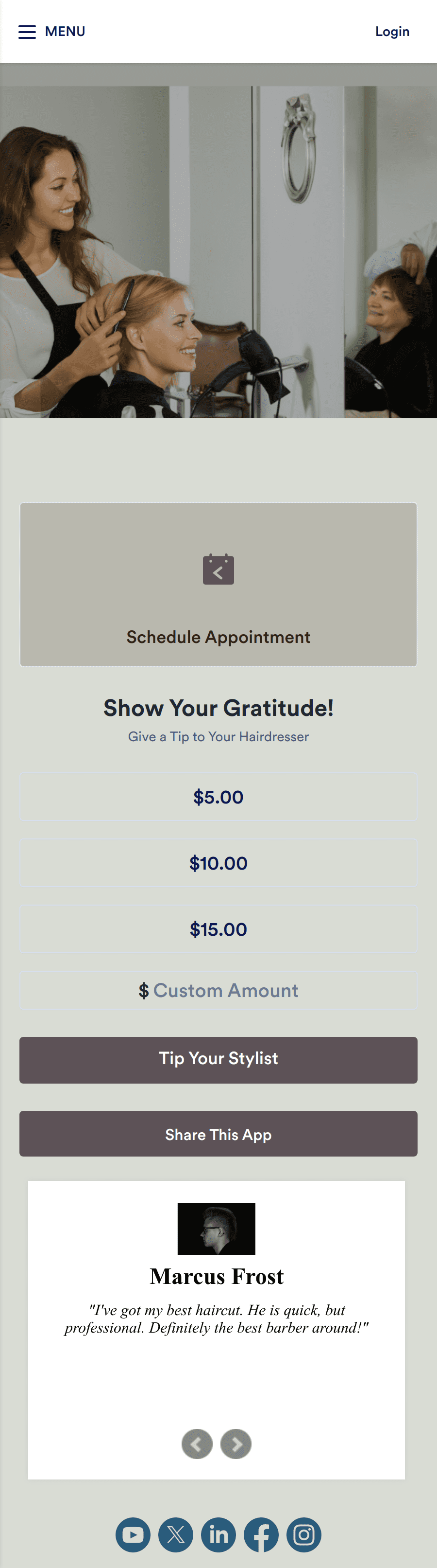 Hairdresser Tip App Template Jotform