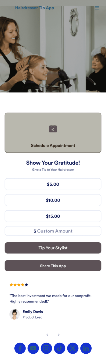 Hairdresser Tip App Template
