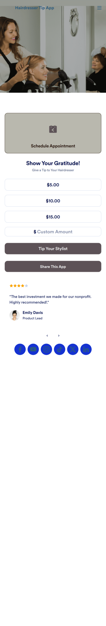 Hairdresser Tip App Template