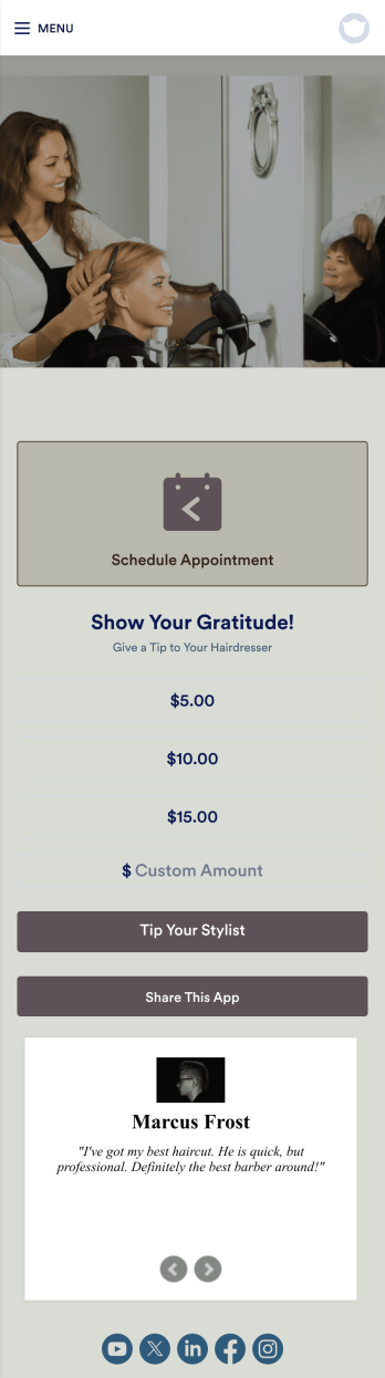 Hairdresser Tip App Template