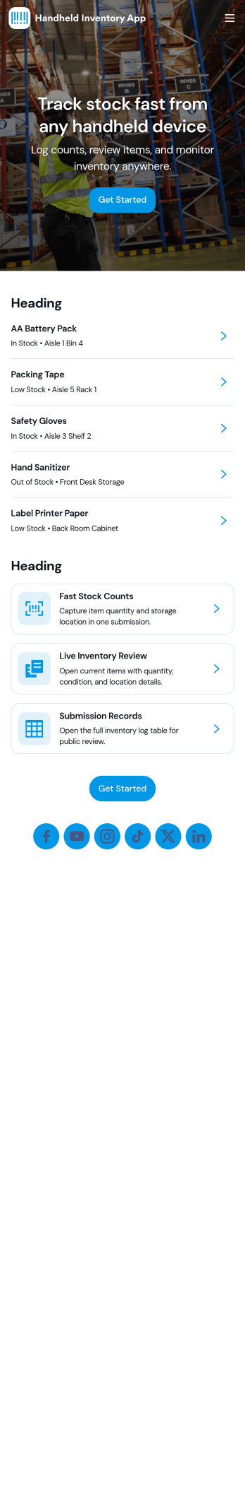 Handheld Inventory App Template