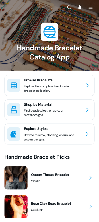 Handmade Bracelet Catalog App Template