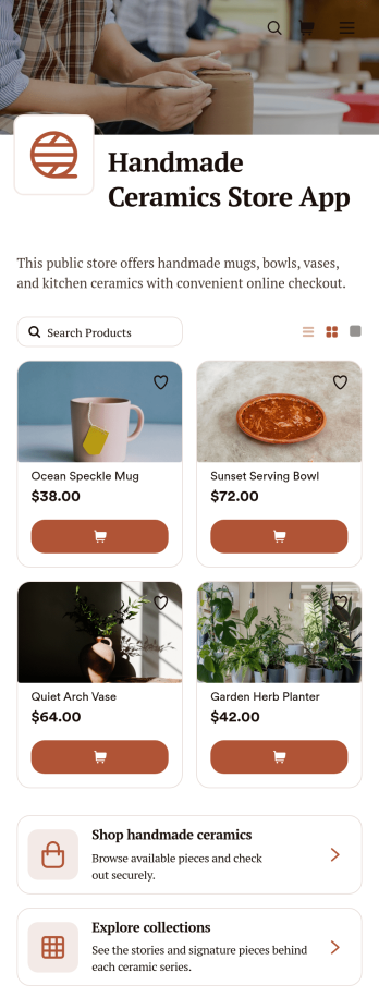 Handmade Ceramics Store App Template