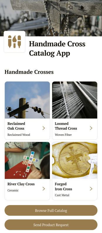 Handmade Cross Catalog App Template