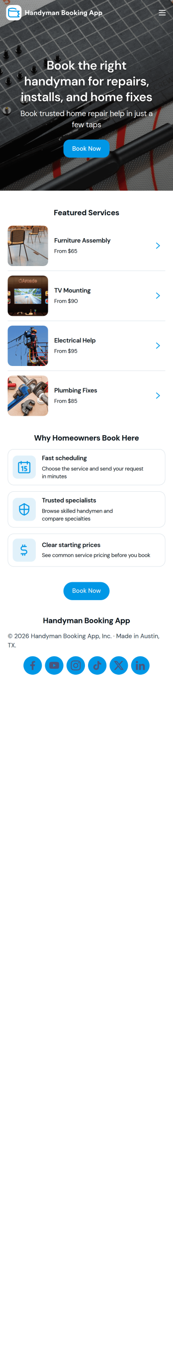 Handyman Booking App Template