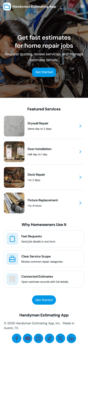 Handyman Estimating App Template