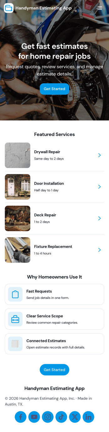 Handyman Estimating App Template
