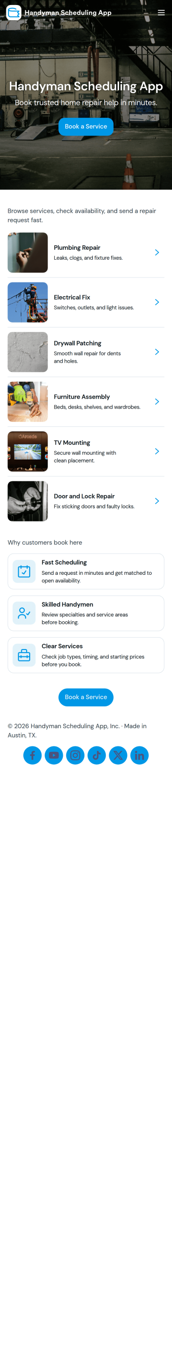 Handyman Scheduling App Template