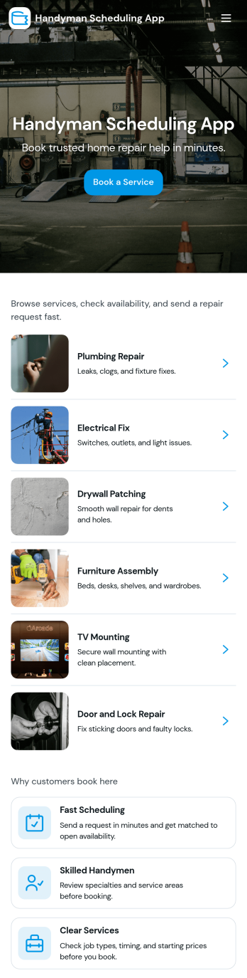 Handyman Scheduling App Template