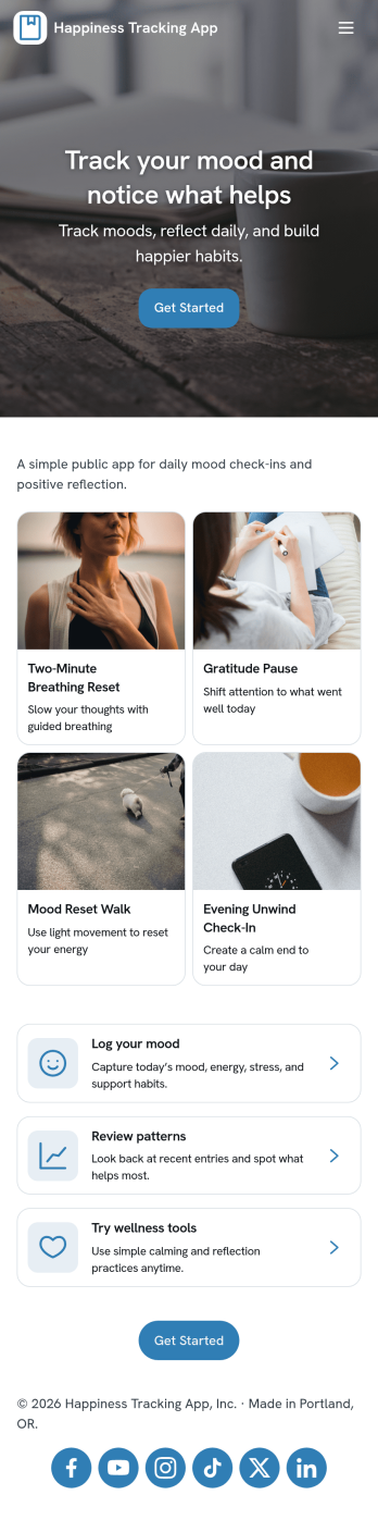 Happiness Tracking App Template