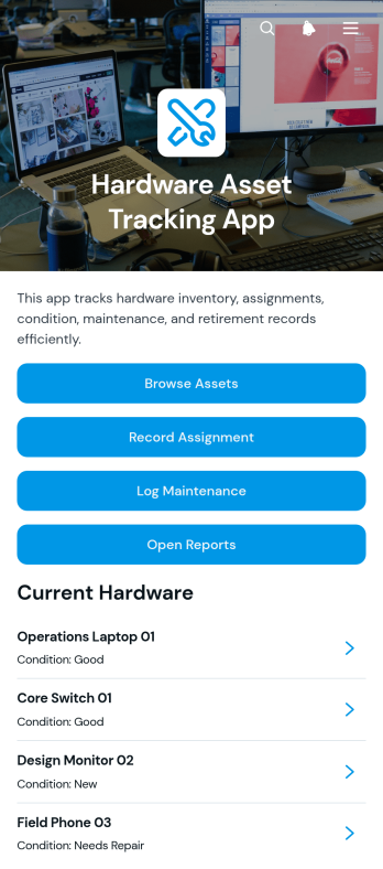 Hardware Asset Tracking App Template
