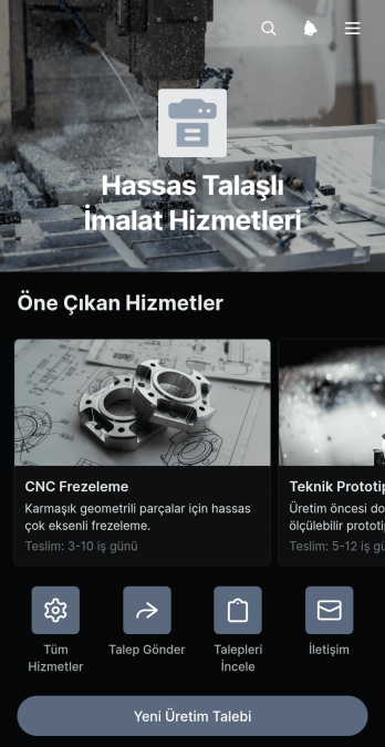 Hassas İşleme Hizmetleri Uygulama Șablonu