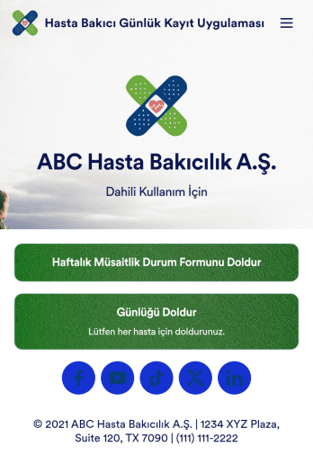 Hasta Bakıcı Günlük Kayıt Uygulama Șablonu
