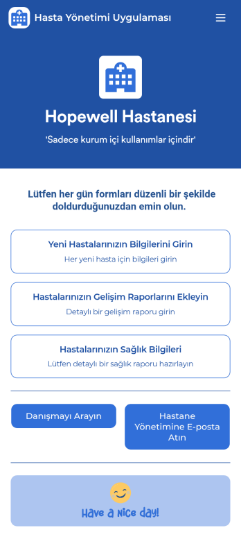 Hasta Yönetimi Uygulama Șablonu